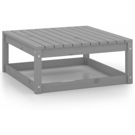 Repose-pied de jardin 70x70x30 cm Gris Bois de pin solide