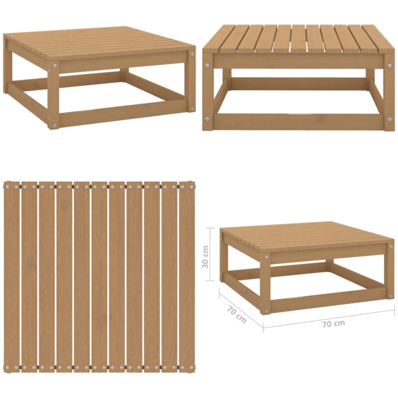 Repose-pied de jardin 70x70x30cm marron miel bois de pin solide - Repose Pied Jardin - Fauteuil Jardin - Mobilier De Jardin - Chaise Longue - Relax