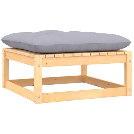 Repose-pied de jardin avec coussin Bois de pin massif