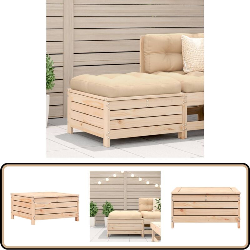 Repose-pied de jardin avec coussin bois de pin massif - Repose Pieds Jardin - Fauteuil De Jardin - Mobilier De Jardin - Pouf Extérieur - Canapé