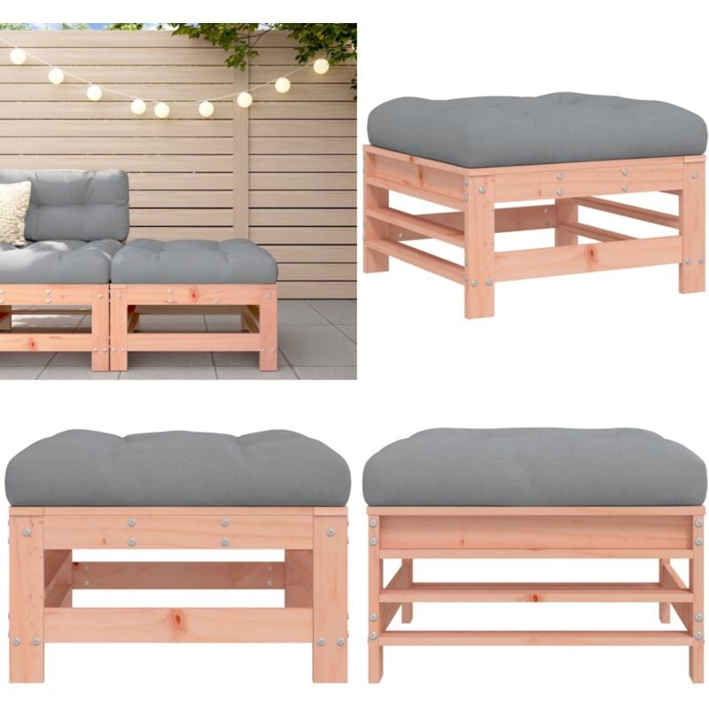 Repose-pied de jardin avec coussin bois massif douglas - Chaise De Jardin - Fauteuil De Jardin - Mobilier De Jardin - Relax - Canapé D'extérieur