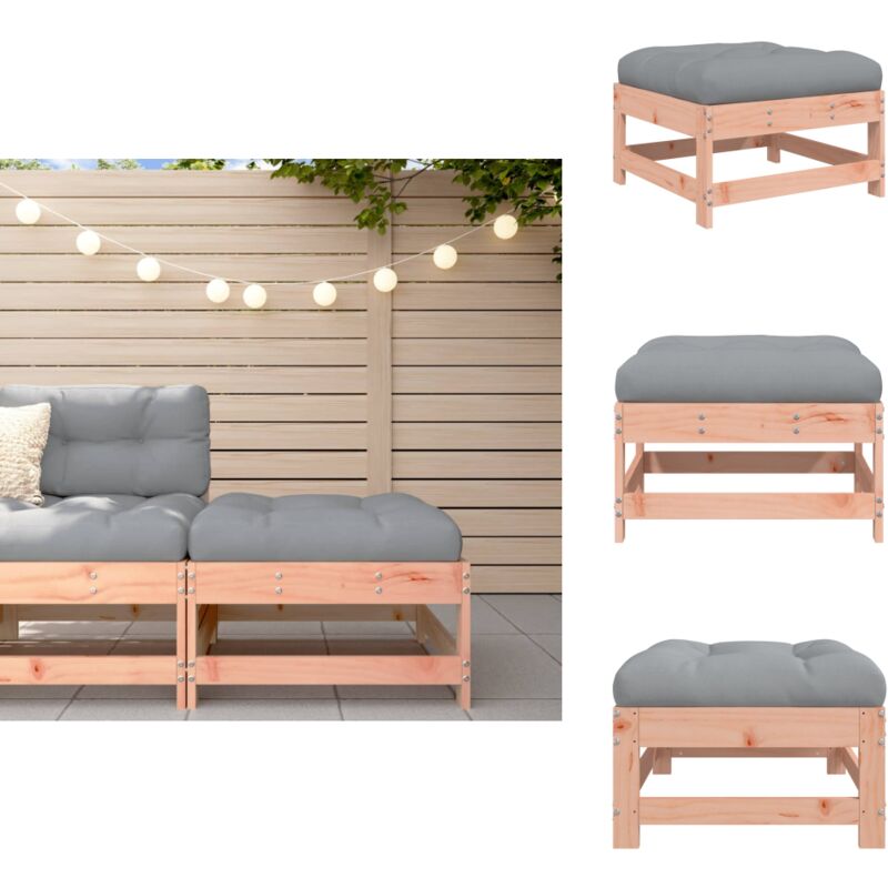 Repose-pied de jardin avec coussin bois massif douglas - Repose Pied Jardin - Meuble Jardin - Mobilier Extérieur - Chaise Lounge - Fauteuil Jardin