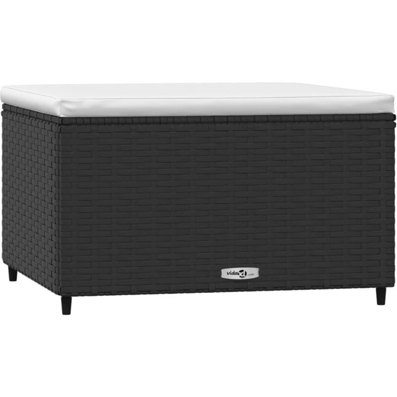 Repose-pied de jardin avec coussin noir résine tressée Vidaxl