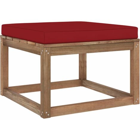 Repose-pied de jardin avec coussin rouge bordeaux