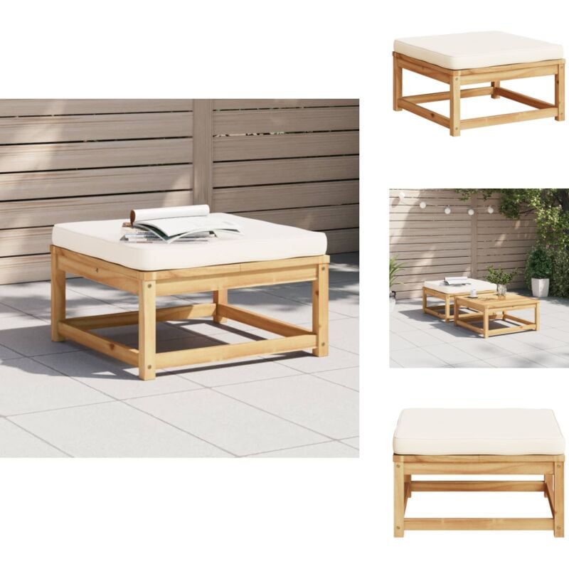 Repose-pied de jardin avec coussins bois massif d'acacia - Repose Pied Jardin - Pouf Extérieur - Mobilier De Jardin - Chaise Lounge - Fauteuil De