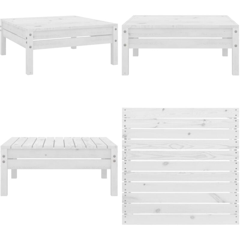 Repose-pied de jardin blanc bois de pin massif - Repose Pied Jardin - Chaise Longue Jardin - Mobilier De Jardin - Fauteuil Jardin - Relax Jardin