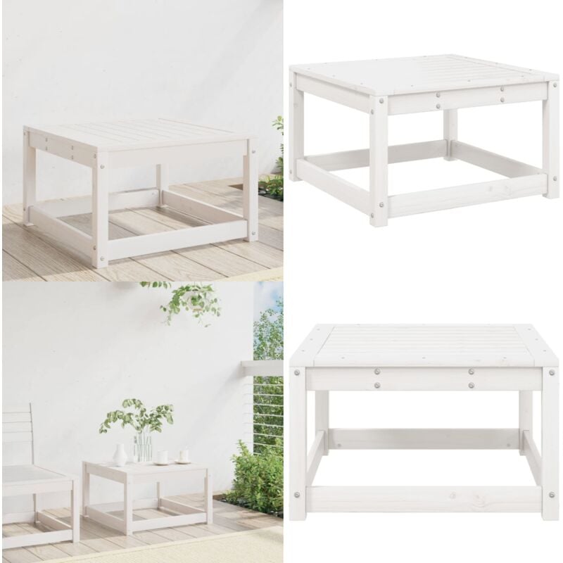 Repose-pied de jardin blanc bois de pin massif - Repose Pied Jardin - Canapé Jardin - Mobilier Jardin - Chaise Lounge Extérieur - Pouf Extérieur