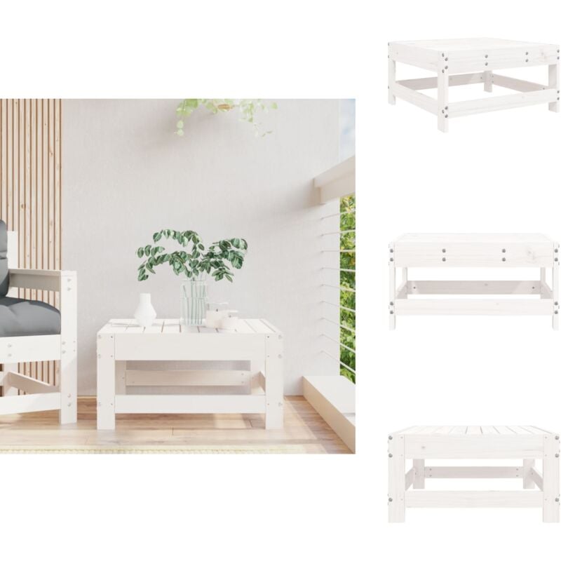 Repose-pied de jardin blanc bois de pin massif - Repose Pied Jardin - Mobilier Jardin - Chaise Lounge Exterieur - Set Salon De Jardin - Table Basse