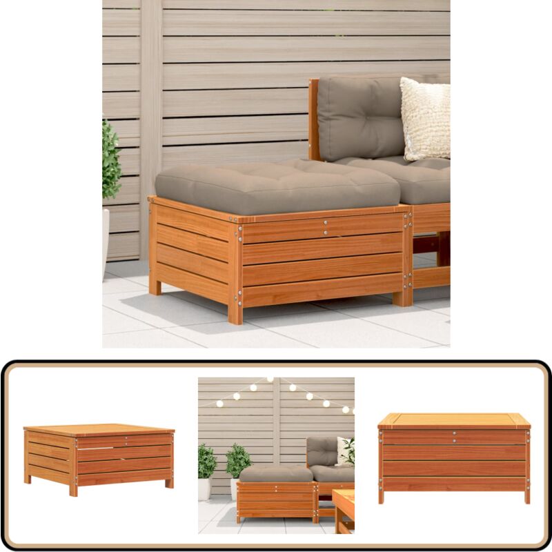 Repose-pied de jardin cire marron 62x63,5x32 cm bois pin massif - Repose Pied Jardin - Fauteuil Jardin - Mobilier Jardin - Meubles Exterieur - Canapé