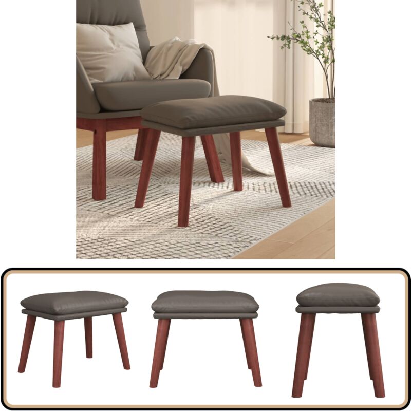 Repose-pied Gris 45x29,5x35 cm Similicuir - Tabouret - Repose-pied - Pouf - Meuble Salon - Simili Cuir