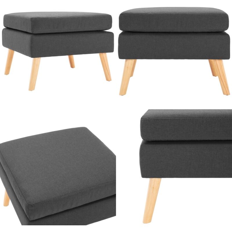 Repose-pied Gris foncé Tissu - Pouf Design - Pouf Moderne - Repose Pied - Tabouret Confort - Meuble Salon - Home & Living