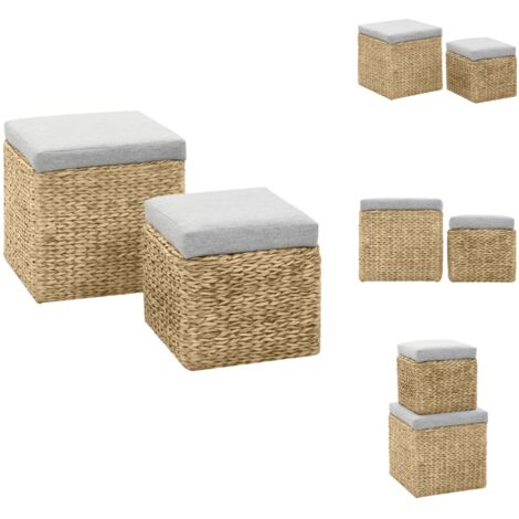 Repose-pied lot de 2 Jacinthe d'eau Gris - Pouf - Repose-pied - Meuble De Salon - Décoration Intérieure - Rangement