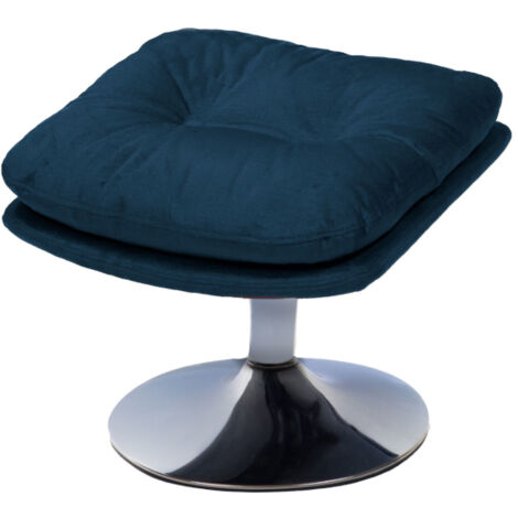 Repose-pied Magnum bleu tissu – Dimensions 40x40x40 cm – Confort optimal avec coussin épais – Design contemporain chrome – Amadeus