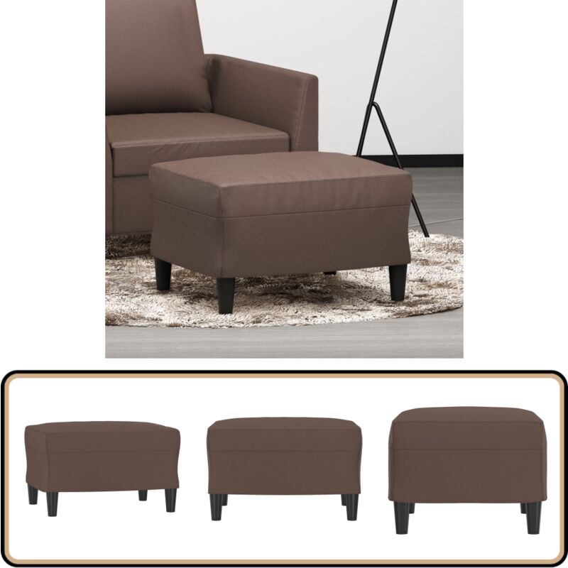 Repose-pied Marron 60x50x41 cm Similicuir - Tabouret - Repose-pied - Pouf - Meuble Salon - Simili Cuir