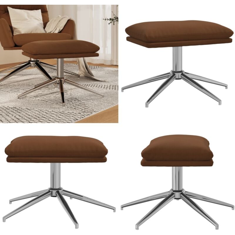 Repose-pied Marron 60x60x35 cm Tissu microfibre - Tabouret - Repose-pieds - Coussin - Mobilier Salon - Design Moderne - Home & Living