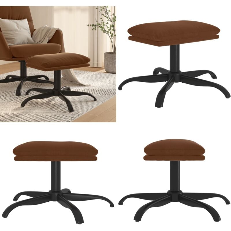 Repose-pied Marron 60x60x36 cm Tissu microfibre - Tabouret - Repose-pied - Pouf - Meuble Salon - Décoratif - Home & Living