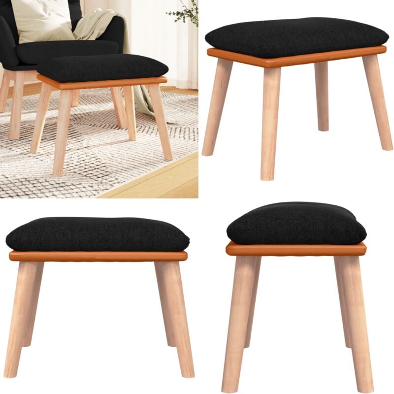 Repose-pied Noir 45x29,5x35 cm Tissu et similicuir - repose-pied - repose-pieds - Home & Living - Noir