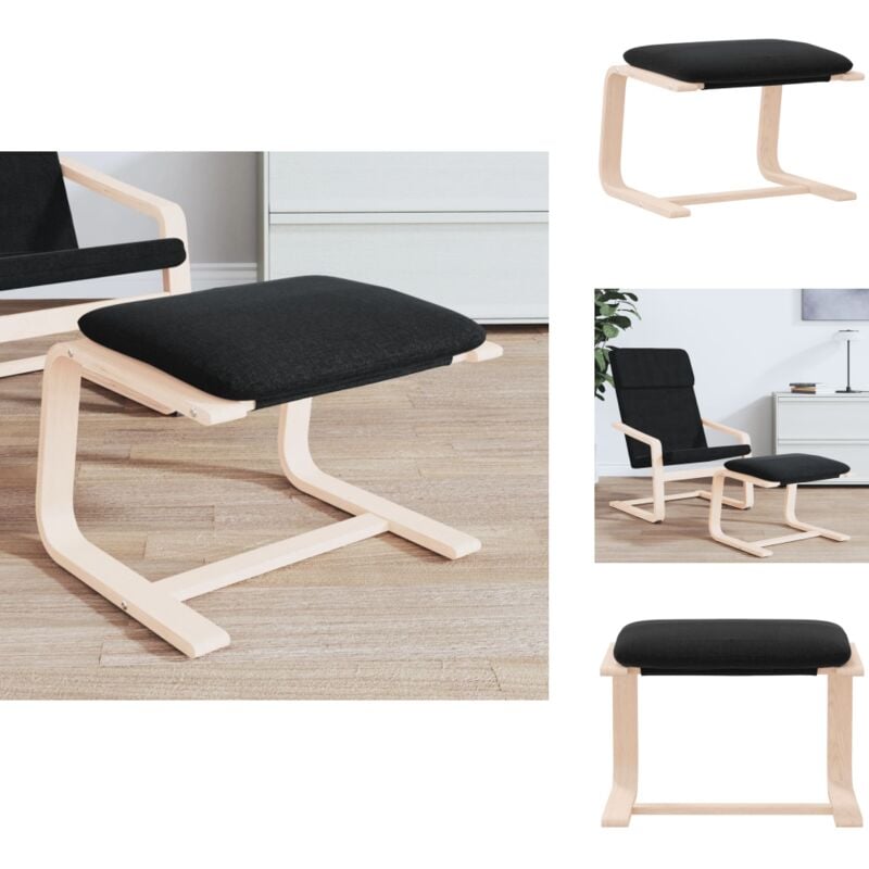 Repose-pied Noir 51x41x40 cm Tissu - Tabouret - Repose-pied - Pouf - Meuble Salon - Décor Intérieur