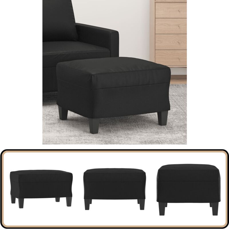 Repose-pied Noir 60x50x41 cm Similicuir - Tabouret - Repose-pied - Pouf - Meuble Salon - Simili Cuir