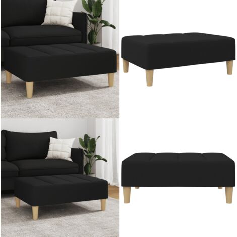 Repose-pied noir 77x55x31 cm tissu - Tabouret - Tissu