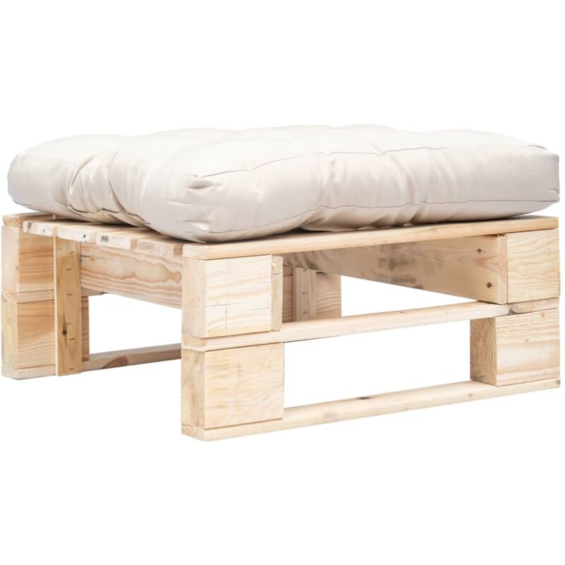 Vidaxl - Repose-pied palette de jardin et coussin sable Bois naturel