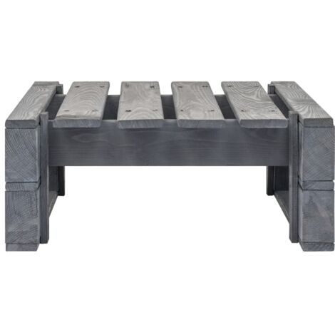 Repose-pied palette de jardin，Tabouret  de jardin bois gris CFW94585