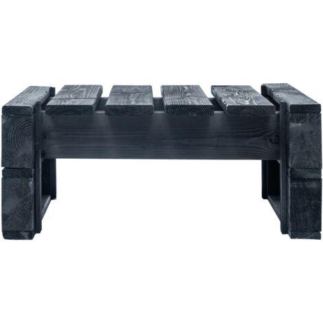 Repose-pied palette de jardin，Tabouret  de jardin bois noir CFW43291
