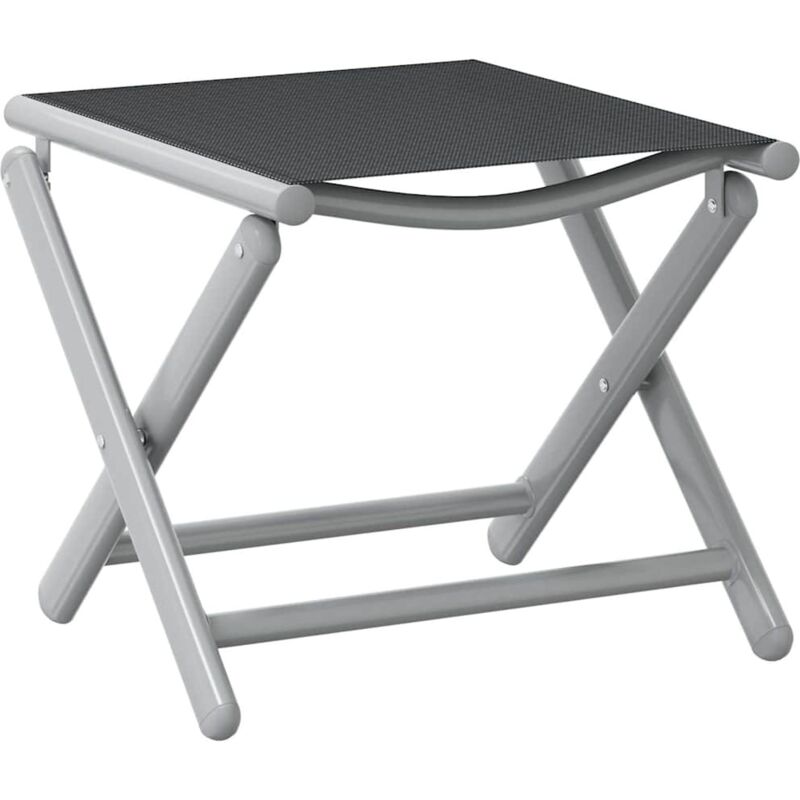 Repose-pied pliable noir et argenté textilène et aluminium vidaXL
