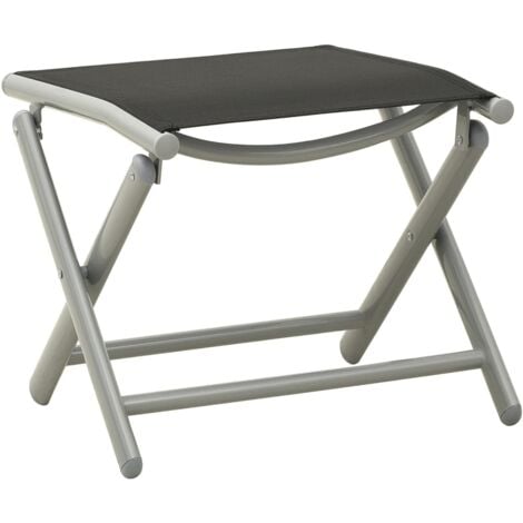 Repose-pied pliable noir et argenté textilène et aluminium vidaXL