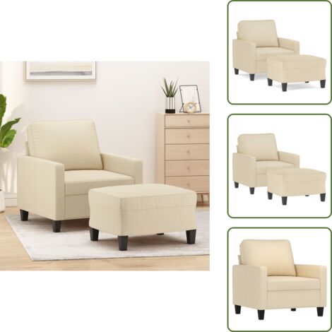 Repose-pied polyvalent - vidaXL Fauteuil avec repose-pied Crème 60 cm Tissu - Fauteuil de salon