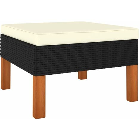 Repose-pied Résine tressée et bois d'eucalyptus massif