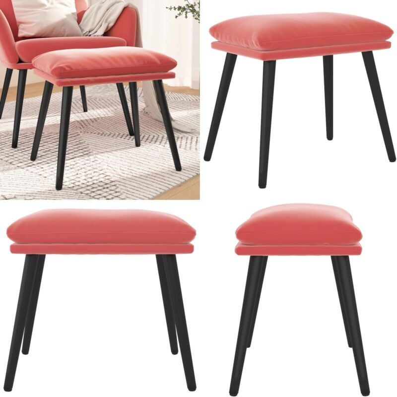 Repose-pied Rose 45x29,5x35 cm Velours - Tabouret - Repose-pied - Velours - Chaise - Meuble Salon - Home & Living