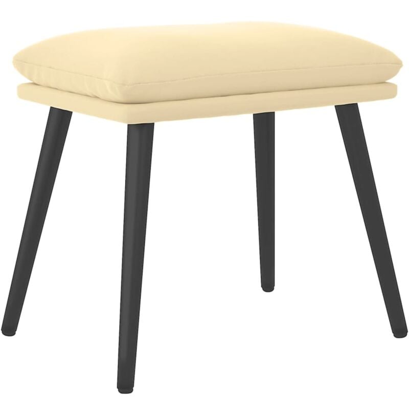 Repose-pied Blanc crème 45x29,5x35 cm Velours Vidaxl
