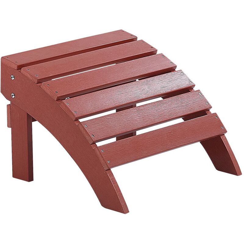 repose-pied confortable pour fauteuil bas de jardin effet bois rouge résitant pour jardin ou terrasse style rustique et campagne beliani rouge
