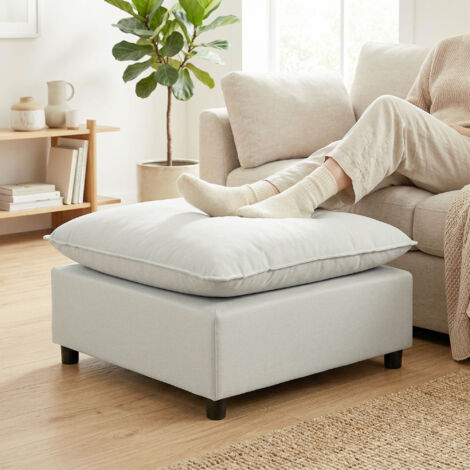 Repose pied salon carré. ottoman avec pieds en plastique. pouf salon pour chambre à coucher. entrée. 75x75x40 cm. gris