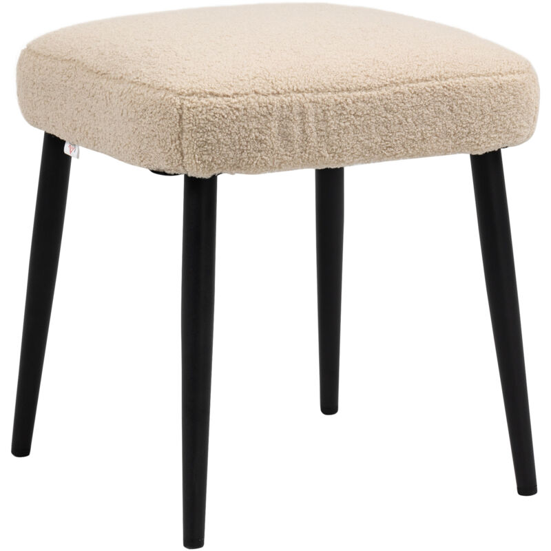 Repose pied salon - HOMCOM - pieds en acier - tissu effet laine bouclée - 42 x 42 x 44 cm - beige