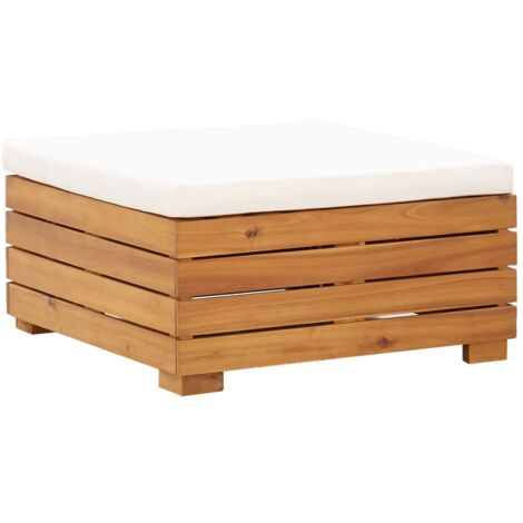 Repose-pied sectionnel 1 pc avec coussin Tabouret Bas | Canapé de jardin Bois d'acacia solide 59534 - Brun