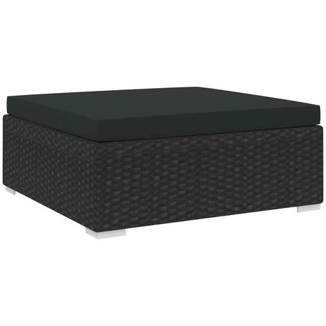 Repose-pied sectionnel 1 pc avec coussin Tabouret Bas | Canapé de jardin Résine tressée Noir 85897 - Noir
