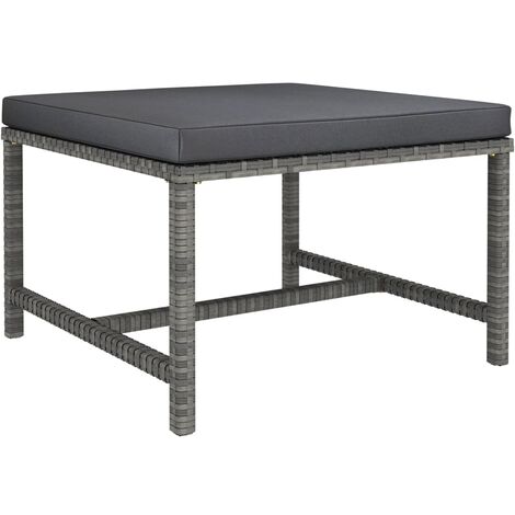 Repose-pied sectionnel avec coussin Gris Résine tressée