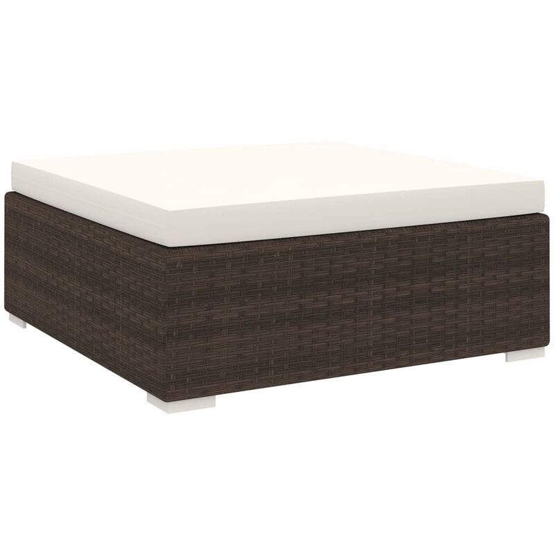 Repose-pied sectionnel 1 pc avec coussin Résine tressée Marron Vidaxl