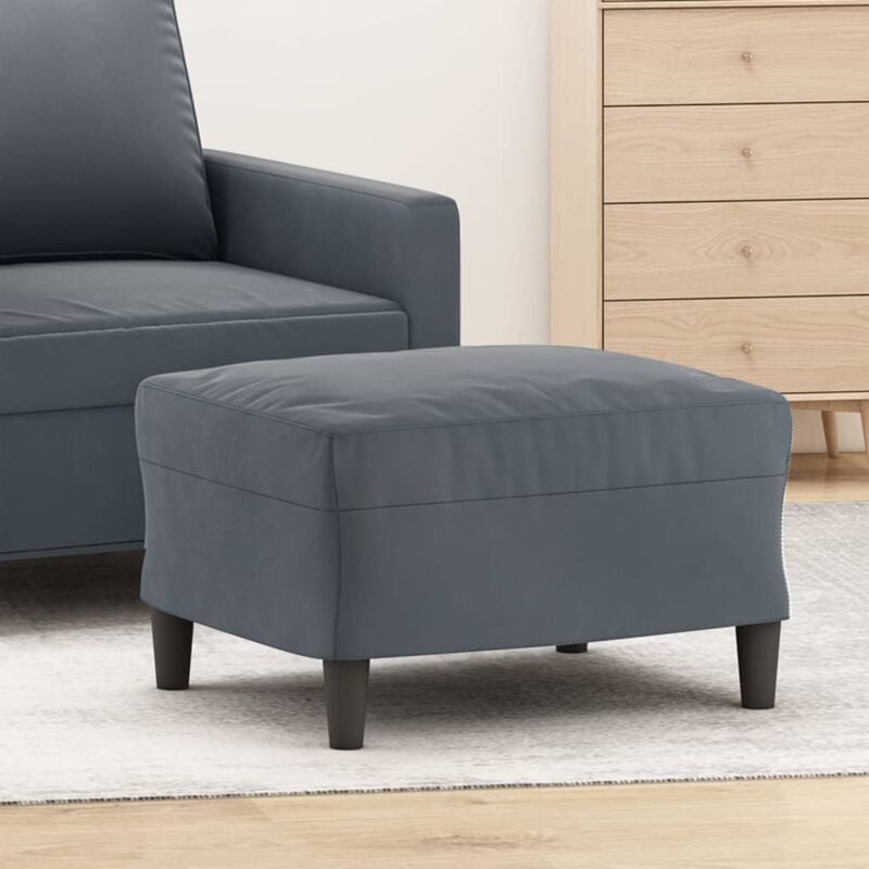 Repose-pied Tabouret Bas Pouf Bout de Canapé Gris foncé 60x50x41 cm Velours 28887