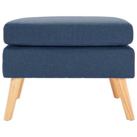 Repose-pied Tabouret Bas  Pouf Bout de Canapé Bleu Tissu 23181