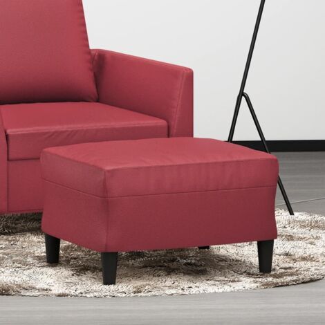 Repose-pied Tabouret Bas  Pouf Bout de Canapé Rouge bordeaux 60x50x41 cm Similicuir 39973