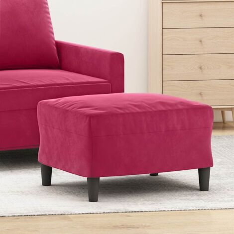 Repose-pied Tabouret Bas  Pouf Bout de Canapé Rouge bordeaux 60x50x41 cm Velours 83062