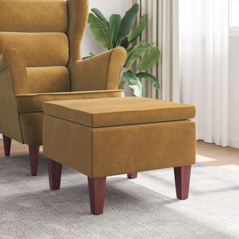 Repose-pied, Tabouret Bas Pouf, Tabouret avec pieds pour Salon ou Chambre en bois Marron Velours HAV3950