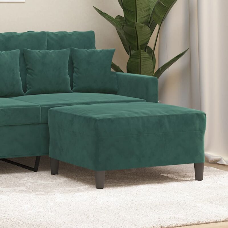 Repose-pied, Tabouret Pouf, Tabouret Bas pour Salon ou Chambre Vert foncé 70x55x41 cm Velours LQF72134 design in