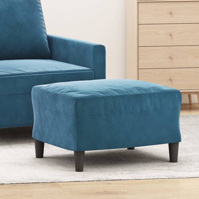 Repose-pied, Tabouret Pouf, Tabouret Bas pour Salon ou Chambre Bleu 60x50x41 cm Velours LQF97167 design in