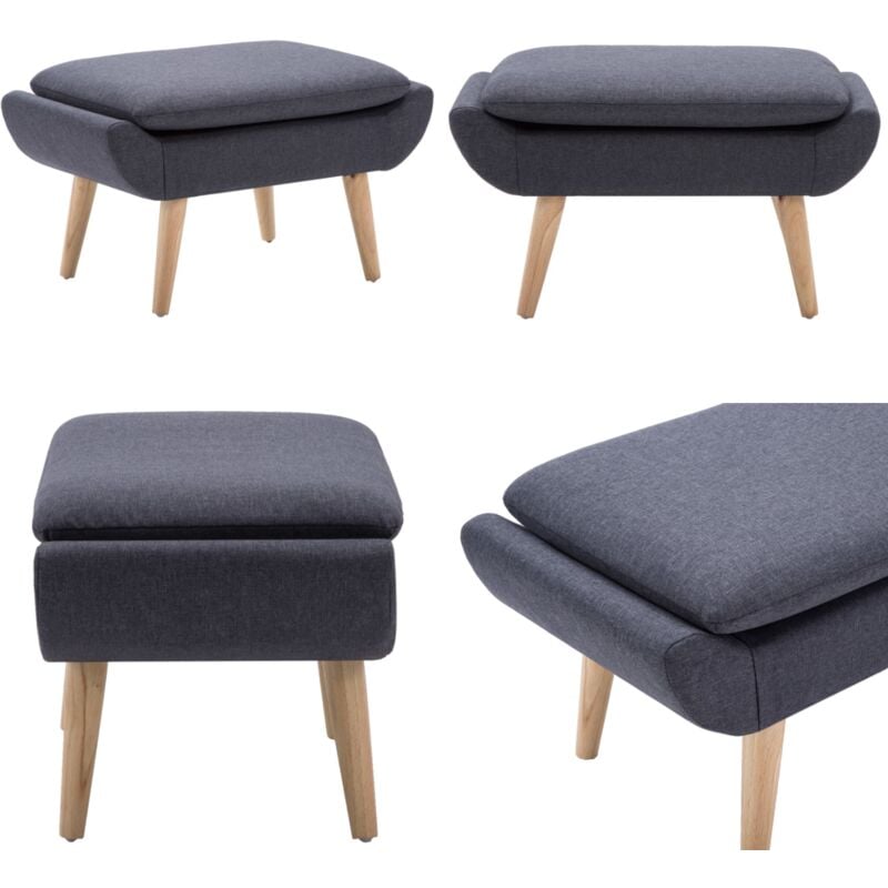 Repose-pied Tapisserie en tissu 73 x 43 x 42 cm Gris foncé - Repose Pied - Pouf - Meuble Salon - Canapé - Tissus - Home & Living