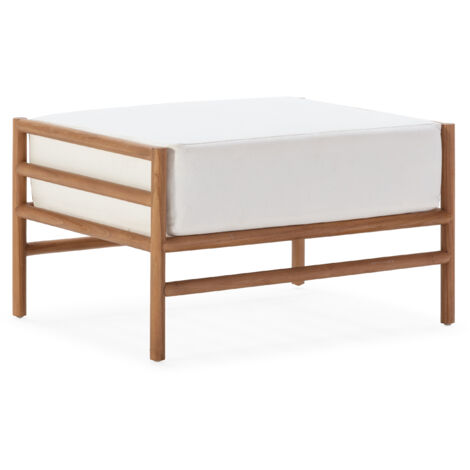 Repose-pieds 78x60x44 Bois Teck/Tissu Blanc