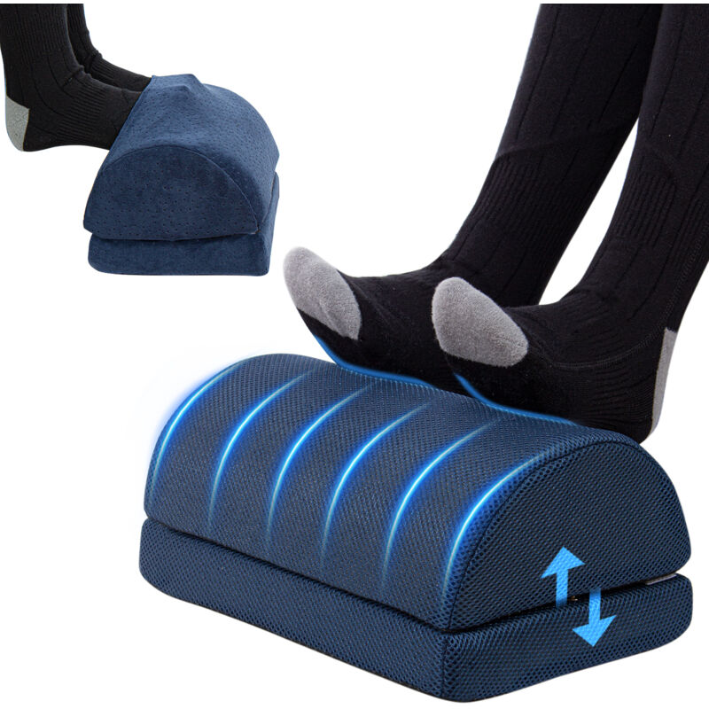 Todeco - Repose-pieds Bureau avec 2 Options de Hauteu Ergonomique Repose Pied, Mousse à Mémoire de Forme avec un Fond non Glissable Housse Lavable et